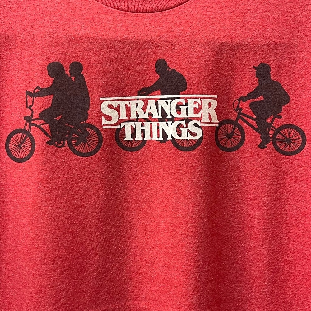 Stranger Things Netflix Adult Large Red Logo Adult Short Sleeve T-Shirt‎